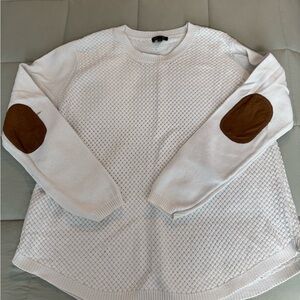 Elegant White Sweater with Brown Accents